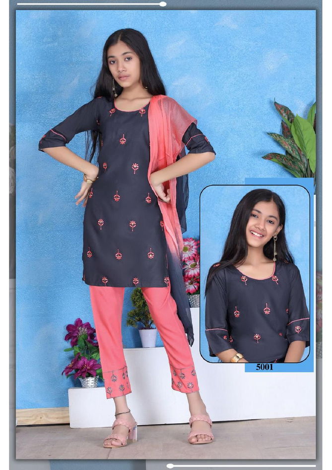 Gauri By Trendy Size Set Kids Kurti With Bottom Dupatta Girls Wear Catalog